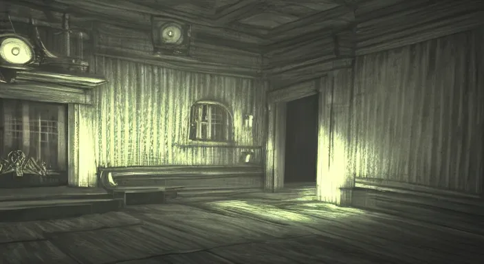 Image similar to final fantasy 7 background, pre-rendered, cinematic lighting, creepy vampire mansion interior