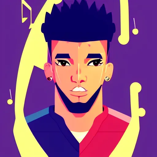 Image similar to 2 d character design, male rapper, vector art, digital art, portrait, 4 k, 8 k, sharp focus, smooth, illustration, concept art, music artist