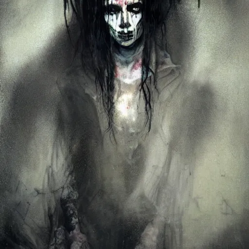 Image similar to gaunt ( the cure fan ) as dream from sandman, dim stars as eyes, by jeremy mann, by cedric peyravernay, by ben templesmith, by dave mckean and richard avedon, dramatic lightning, sadness, dark eye sockets, in the shadows, punk rock, gothic, high detailed, 8 k