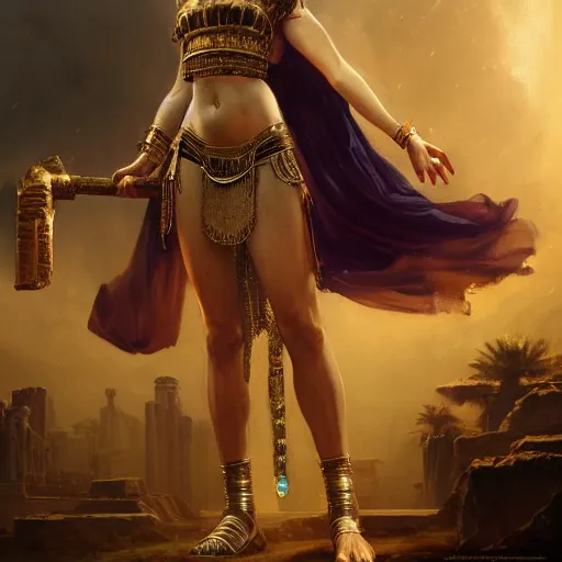 Image similar to a dramatic epic ethereal portrait of Cleopatra, full body with dynamic pose, female, detailed face, cinematic lighting, highly detailed oil on canvas painting by Greg Rutkowski, winning-award digital art trending on Artstation H 1024 W 832