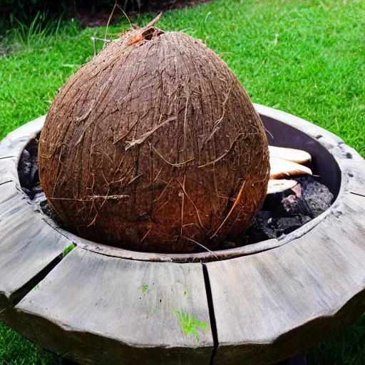 Image similar to a coconut fire pit