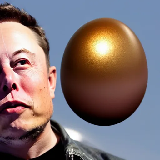 Prompt: Elon Musk's face on a shiny egg. Polished. n -6