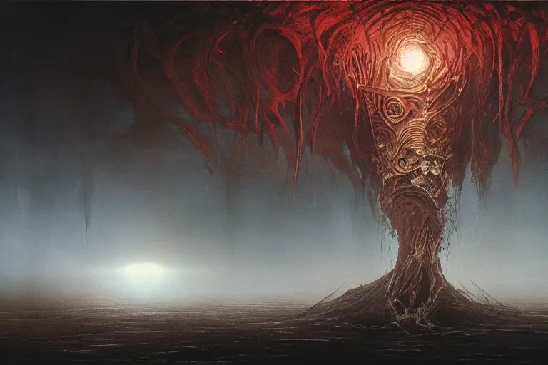 Image similar to maelstrom, gehenna, chaos, the world without form and void, amazing concept painting by Jessica Rossier and HR giger and Beksinski