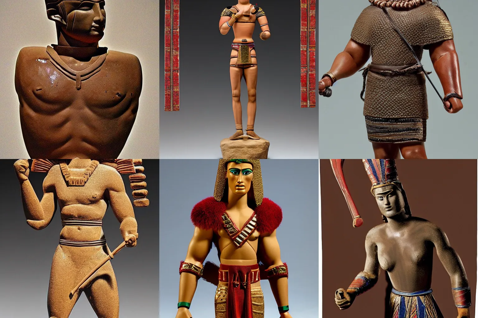 Prompt: ken doll, warrior, art in the style of Mesopotamia 3000 to 4000 BCE