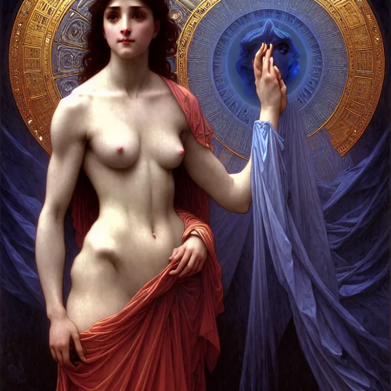 Image similar to renaissance professional digital art of wonderful symmetrical goddess hight blue atmospheric dramatic lighting, cinematic, painted, intricate, detailed, foreboding, by art by artgerm and greg rutkowski and alphonse mucha and william - adolphe bouguereau, gregory crewdson light, epic, stunning, gorgeous, much wow, cinematic, masterpiece.