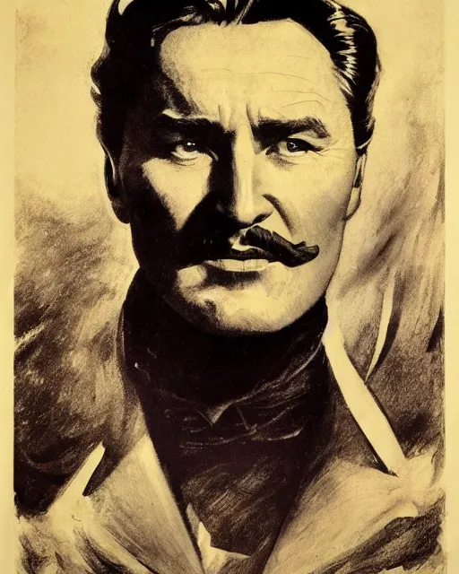 Image similar to Errol Flynn as a scientist. 1980s dystopian Soviet Russia, propaganda screens. Fantasy art by Greg Rutkowski, Gustave Courbet, Rosa Bonheur, Edward Hopper, Ilya Yefimovich Repin, Jean-François Millet, Andrew Newell Wyeth. Faithfully depicted facial expression, perfect anatomy global illumination, radiant light, detailed and intricate environment