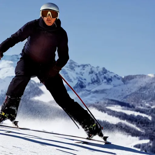 Image similar to emmanuel macron in les bronzes font du ski movie, full body shot, highly - detailed, sharp focus, award - winning