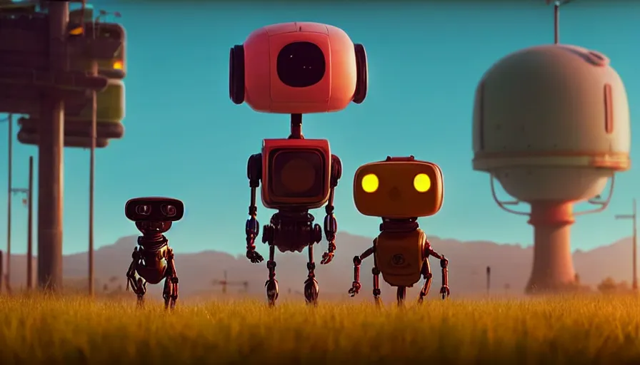 Image similar to tall cute robot with his best dog friend, by Simon Stalenhag, unreal engine, octane render, 8k, rule of thirds