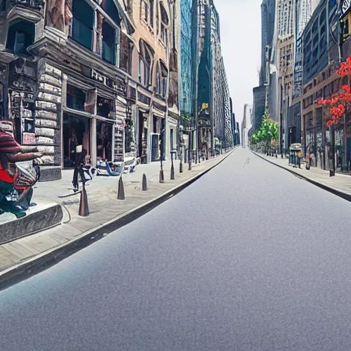 Image similar to city street view in 5 dimensions