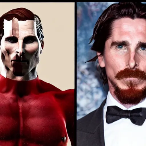 Prompt: christian bale from american psycho film in the God of War game