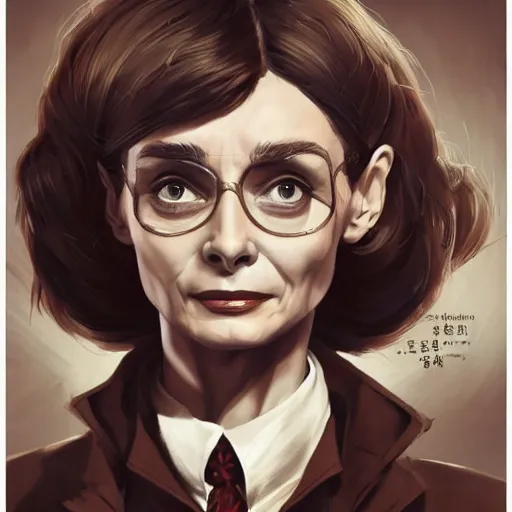 Image similar to a highly detailed epic cinematic concept art CG render digital painting artwork costume design: Audrey Hepburn as a mad scientist in a brown lab coat, with unkempt hair and crazy eyes. By Greg Rutkowski, Ilya Kuvshinov, WLOP, Stanley Artgerm Lau, Ruan Jia and Fenghua Zhong, trending on ArtStation, made in Maya, Blender and Photoshop, octane render, excellent composition, cinematic atmosphere, dynamic dramatic cinematic lighting, aesthetic, very inspirational, arthouse