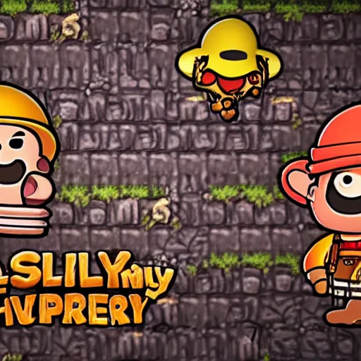 Image similar to Spelunky 2 character gathering, 4k, hyperrealistic, focused, digital art, extreme details