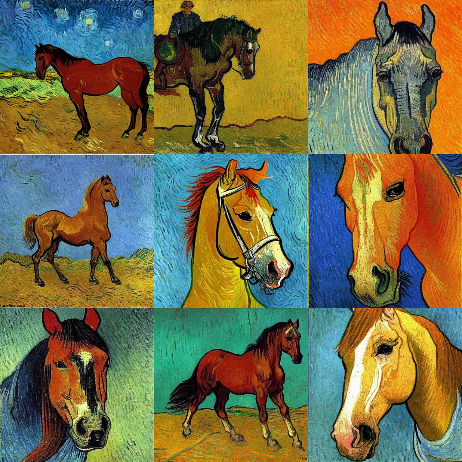 Prompt: a painting of a horse, by vincent van gogh