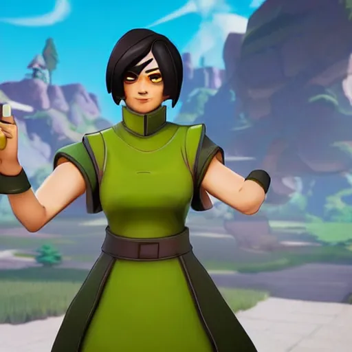 Image similar to toph beifong in fortnite, character render, full body shot, highly detailed, in game render