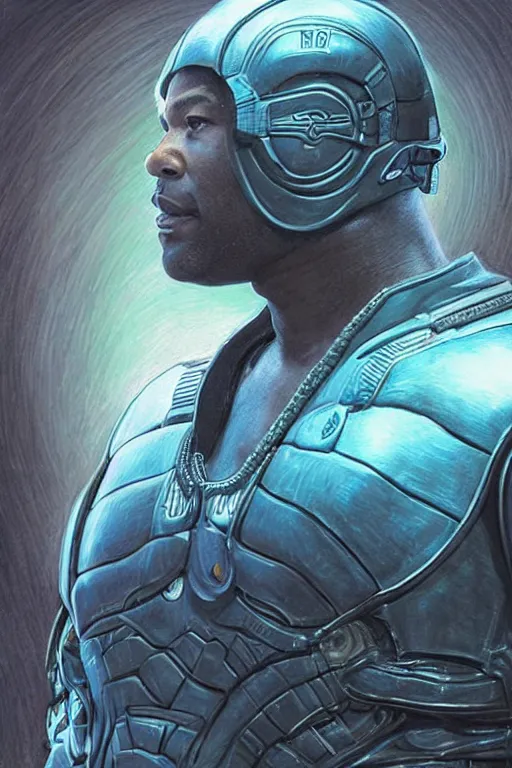 Image similar to movie still of Christopher Judge playing Teal\'c in an episode of Stargate SG-1, a ruggedly handsome hero, intricate, elegant, highly detailed, centered, digital painting, artstation, concept art, smooth, sharp focus, illustration, art by artgerm and donato giancola and Joseph Christian Leyendecker, Ross Tran, WLOP