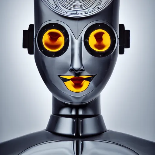 Prompt: the robot wearing her human mask, by christopher kit williams, symbolist, dramatic lighting, elaborate geometric ornament, art brut, god rays, soft cool colors, smooth, sharp focus, extremely detailed