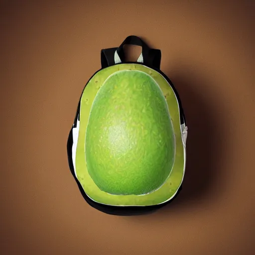 Image similar to avocado backpack, magazine photo, studio lighting, brilliant design