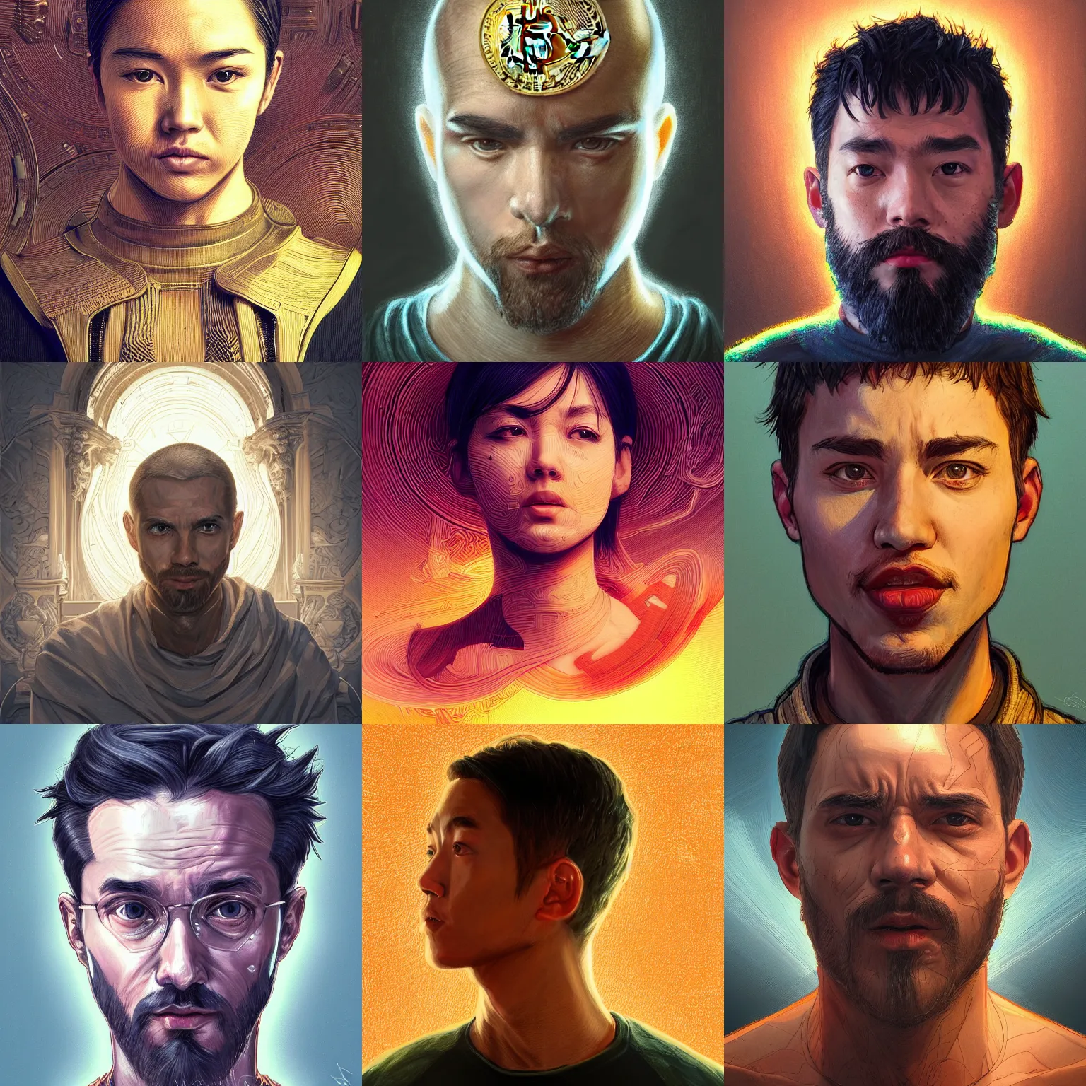 Prompt: portrait drawing, printerest, bitcoin hodler, intricate, epic lighting, cinematic composition, hyper realistic, 8 k resolution, unreal engine 5, by artgerm, tooth wu, dan mumford, beeple, wlop, rossdraws, james jean, andrei riabovitchev, marc simonetti, yoshitaka amano, artstation