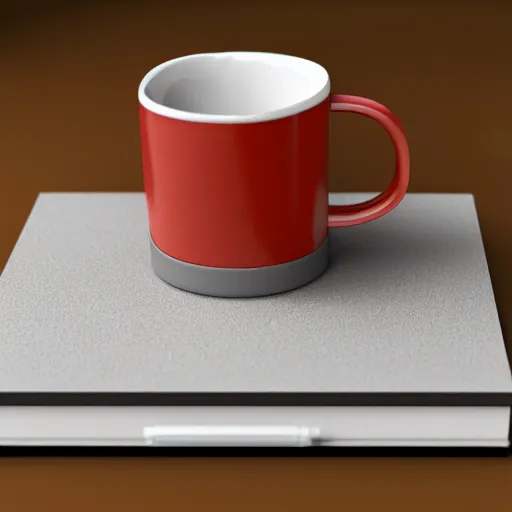 Prompt: a mug on an office desk, iso 300, pentax, photorealism, octane render