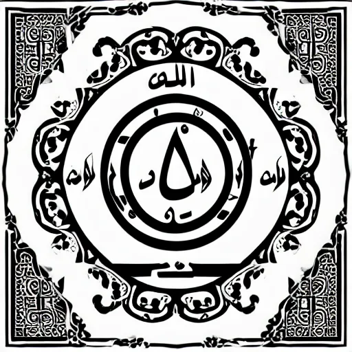 Image similar to arabic calligraphy of alchemy symbols, black in white background