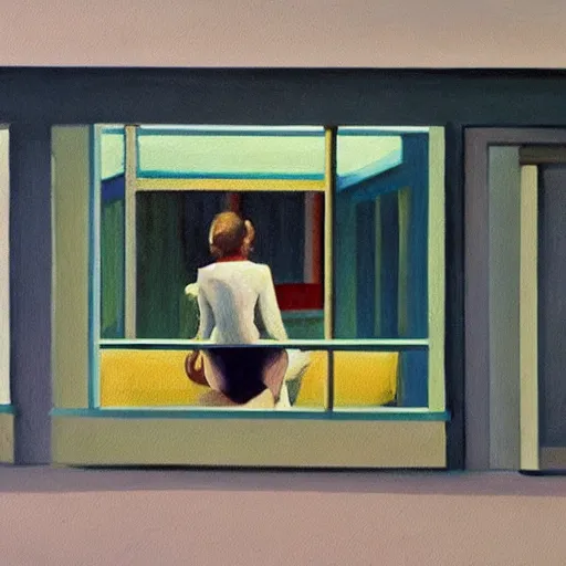 Image similar to a hyper realistic fine art painting of little socks in the style of edward hopper, wes anderson