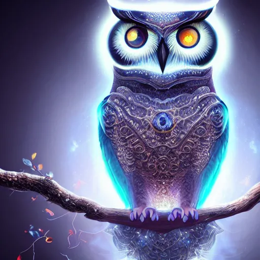 Prompt: detailed digital art of an astral owl by qi sheng luo, by lovecacao * yunjeong, by 翼 次 方 cg, by maria panfilova, by evan lee, intricate, cinema 4 d, smooth lighting, trending on artstation, hyperrealism, 1 6 k resolution
