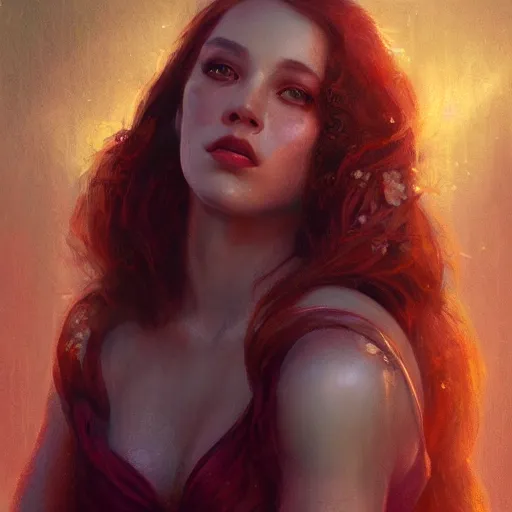 Image similar to seductive Aphrodite portrait, atmospheric lighting, painted, intricate, volumetric lighting, beautiful, rich deep colors masterpiece, golden hour, sharp focus, ultra detailed, by Leesha Hannigan, Ross Tran, Thierry Doizon, Kai Carpenter,Ignacio Fernández Ríos
