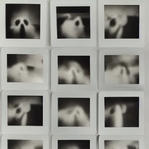 Image similar to polaroid of a lonely ghost, dream, distortion, dark