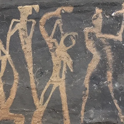 Prompt: Cave paintings of people dabbing