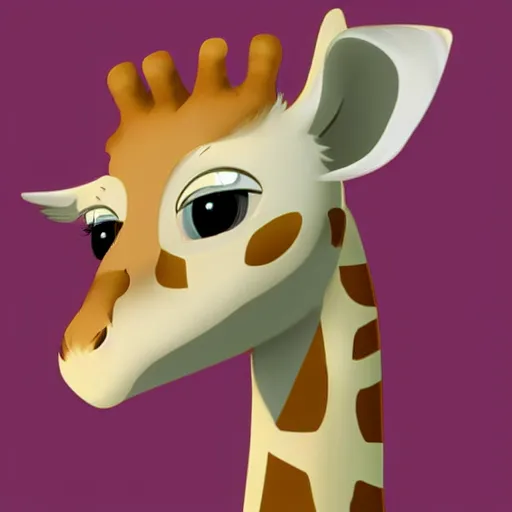 Image similar to little anthropomorphic giraffe, green eyes, light brown fur, light hair, wlop