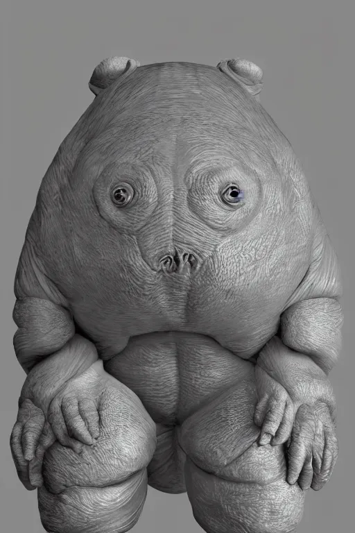 Image similar to anthropomorphic tardigrade, high detail, symmetrical, anatomically accurate, octane render,