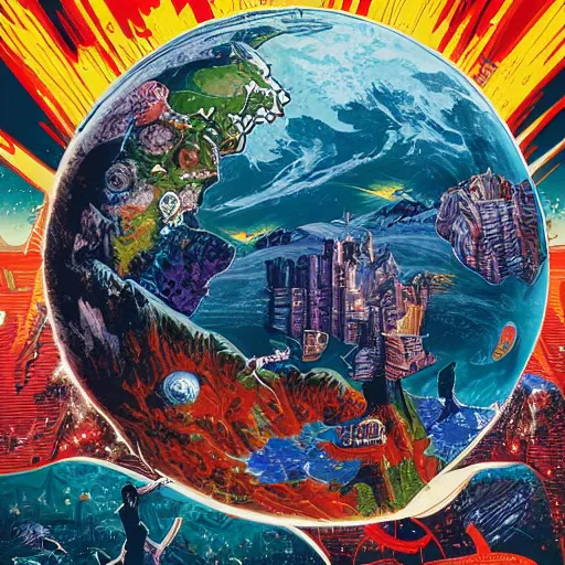 Image similar to Planet Earth, by Dan Mumford and Sandra Chevrier, 4k