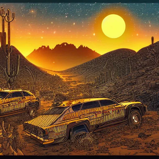 Image similar to mysterious desert at night, by dan mumford and sandra chevrier, 4 k