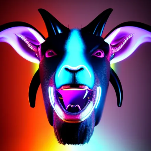 Prompt: synthwave demonic goat face with neon horns, detailed face, sharp focus, synthwave art, aesthetic, octane render, raw, cinematic, white background