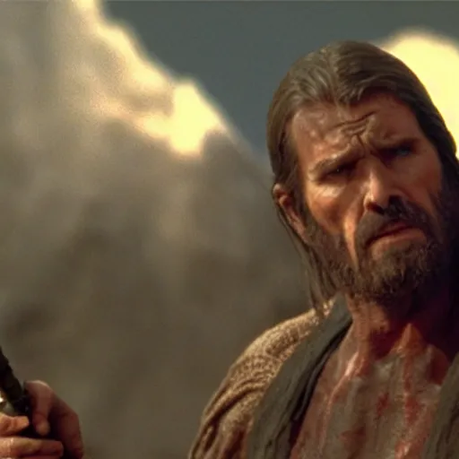 Image similar to a film still of cain ( from the bible ) in star wars 1 9 7 7, realistic, photorealistic