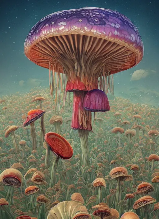 Prompt: yunnan mushroom : : by martine johanna and simon stalenhag and chie yoshii and casey weldon and wlop : : ornate, dynamic, particulate, rich colors, intricate, elegant, highly detailed, centered, artstation, smooth, sharp focus, octane render, 3 d