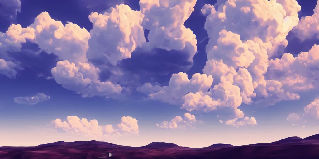 Prompt: stunning breathtaking minimalistic landscape with blue sky and beautiful cloud, afrofuturism,, artstation, photorealism, smooth, 8 k