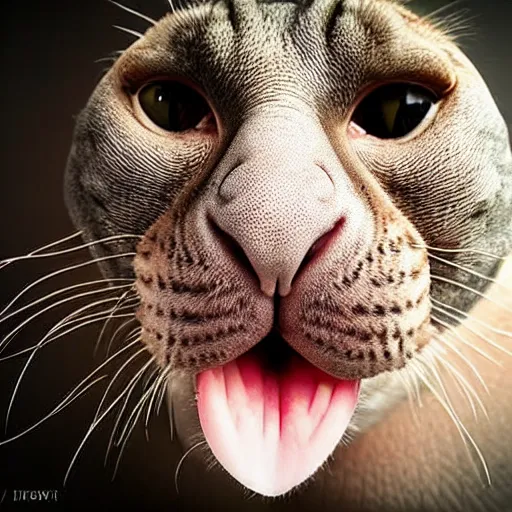 Prompt: a walrus - cat - hybrid, animal photography