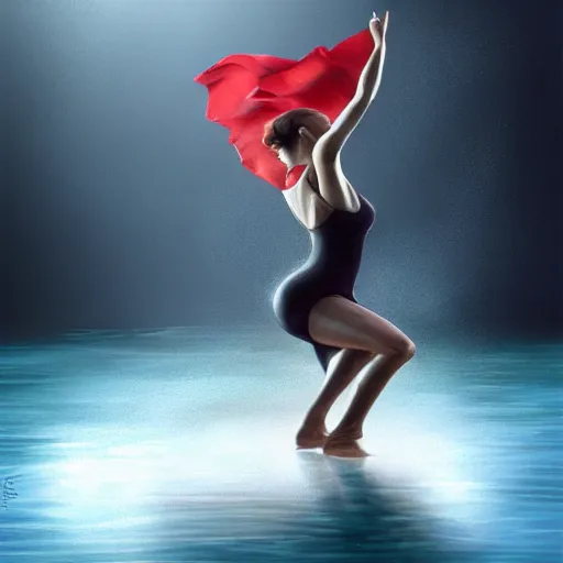 Image similar to semi realistic portrait Salsa Dancing inside the water by Stanley Artgerm Lau, AquaSixio, strong red rim light, Gesture draw, Salsa Social Dance, couple, Salsa tricks, Noir fog dark background, WLOP, Rossdraws, Gesture draw, James Jean, Andrei Riabovitchev, Marc Simonetti, and Sakimichan, trending on artstation