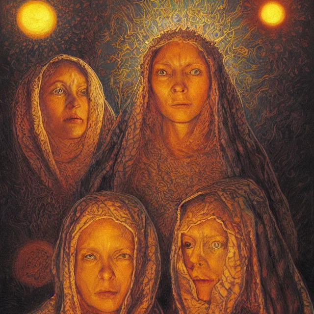 Prompt: a painting of the mothers of the sun by johfra bosschart, dark fantasy art, high detail, trending on artstation