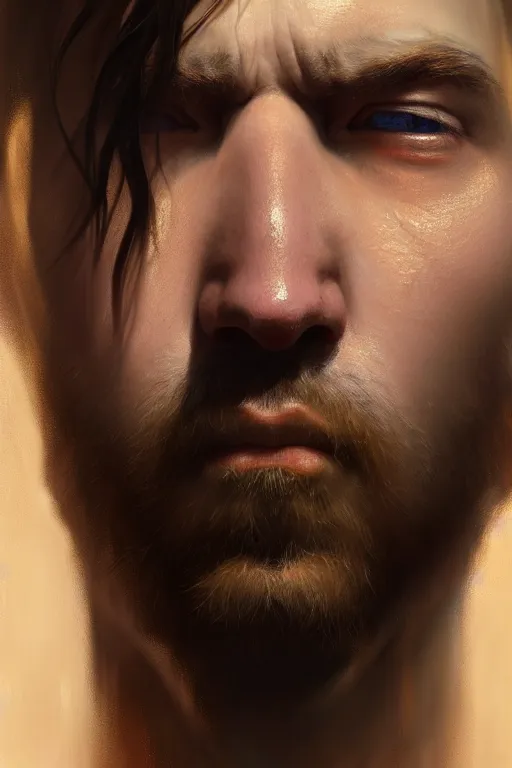 Image similar to ultra detailed close up facial portrait of antony starr, extremely detailed digital painting, in the style of fenghua zhong and ruan jia and jeremy lipking and peter mohrbacher, mystical colors, rim light, beautiful lighting, 8 k, stunning scene, raytracing, octane, trending on artstation