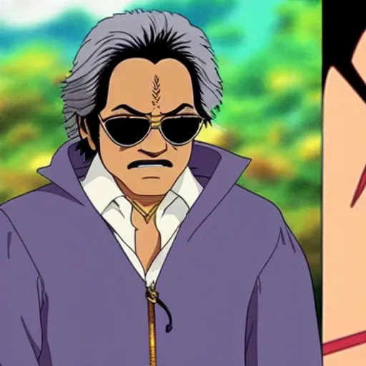 Prompt: anime rajnikanth in ghibli movie