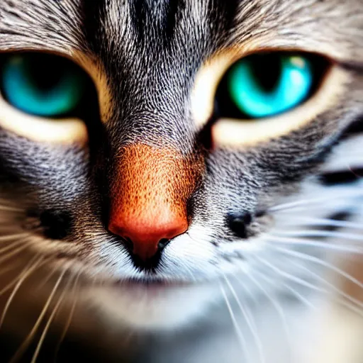 Image similar to a high detail closeup macro photograph of a cat