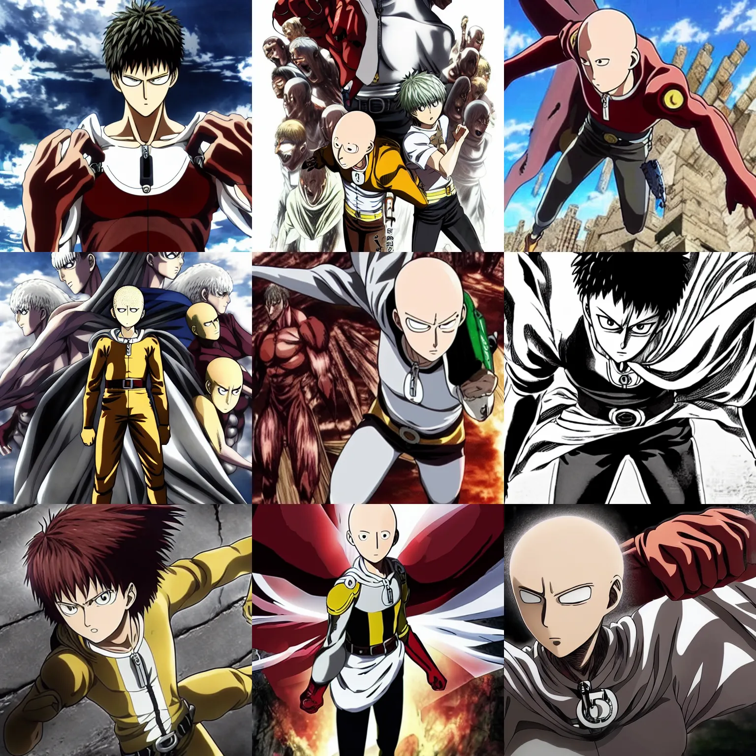 Prompt: one punch man in attack on titan