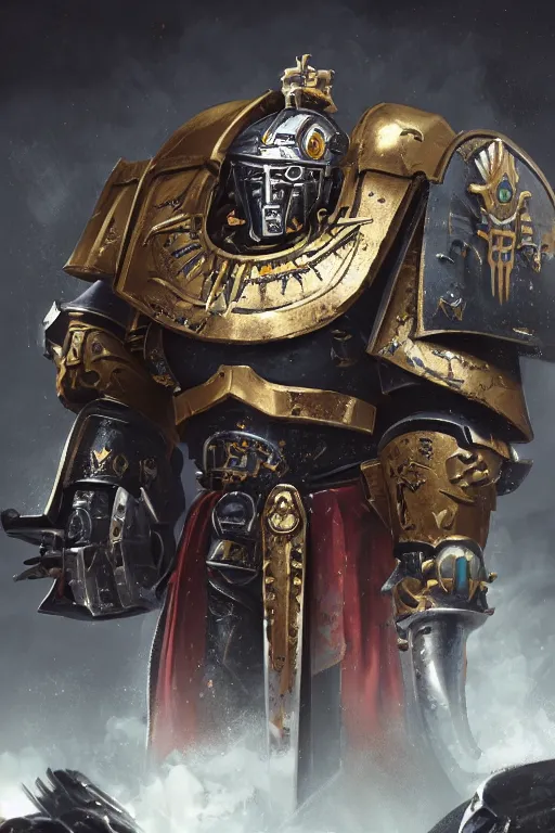 Image similar to armor portrait heros warhammer 4 0 k horus heresy fanart - the primarchs emperor by johannes helgeson animated with vfx concept artist & illustrator global illumination ray tracing hdr fanart arstation zbrush central hardmesh 8 k octane renderer comics stylized