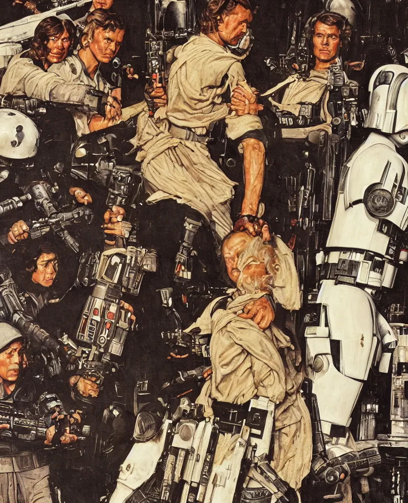 Image similar to star wars by norman rockwell, detailed painting, 8 k