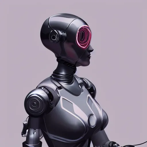 Image similar to a beautiful woman wearing robot suit with wires and light, highly detailed, photorealistic, artstation, smooth