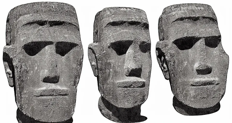 Prompt: moai head patent drawing, photorealistic