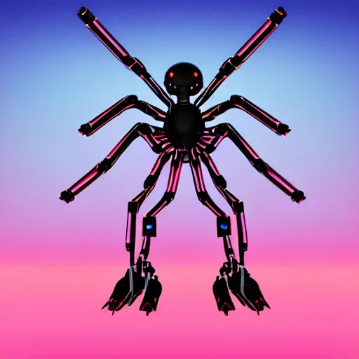 Image similar to synthwave robot spider