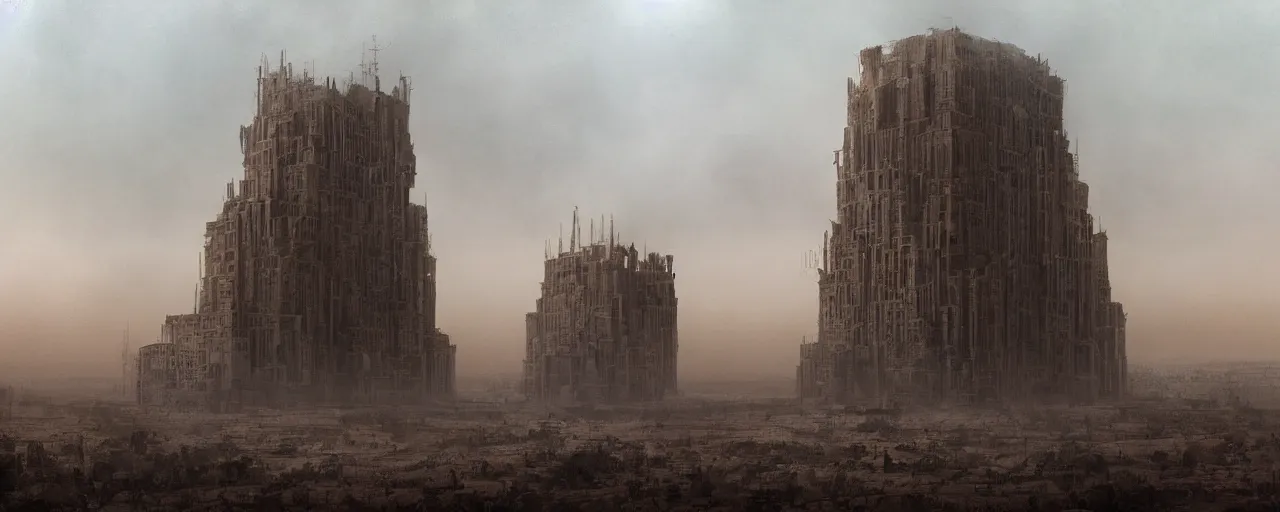 Prompt: tower!!!!!!!!, towers!!!!!!!!, babel!!!!!!!!!!, babylon!!!!!!!!!!, derelict, tall, ancient, atmospheric, beautiful, concept art, desert, civilisation, artstation, hazy, matte painting, highly detailed, volumetric lighting, rays, moody, golden hour, dawn, octane render, digital art, global illumination, city, burning